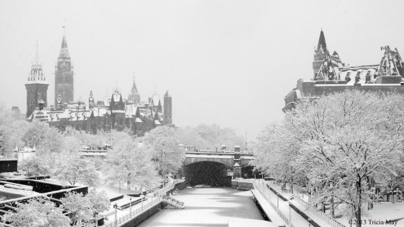 The Rideau Canal with Parliament and the Chateau Laurier Hotel