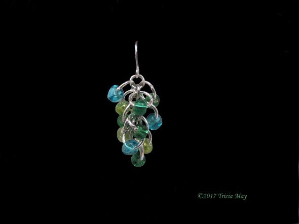 Earrings - Beads-light green, dark green, light blue ©