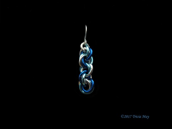 Earrings - Mobius chain-silver, light blue, dark blue ©